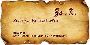Zsirka Krisztofer névjegykártya
